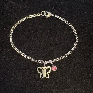 Butterfly Charm Bracelet with birthstone charm